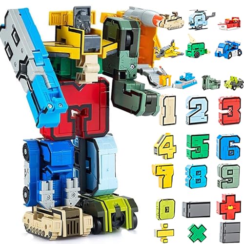 15 Pieces Number Robot Toys Number Learning Toys, Number Transformer Robots Toys for Kids Boys Girls 3 4 5 6 Years Old (1-10)