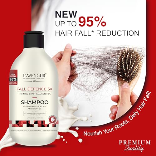Image of L'avenour Thinning & Hair Fall Control Shampoo With Keratin, Biotin & Argan Oil, SLS & Paraben Free Anti Hair Fall Shampoo for Men & Women (300ml) - Pack of 2