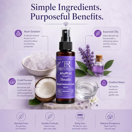 Image of AluMist Versailles Natural Alum Underarm Spray | Alcohol-Free Deodorant for Men & Women | Long-Lasting Freshness | Odour Protection | Gentle Daily Use | 100 ml