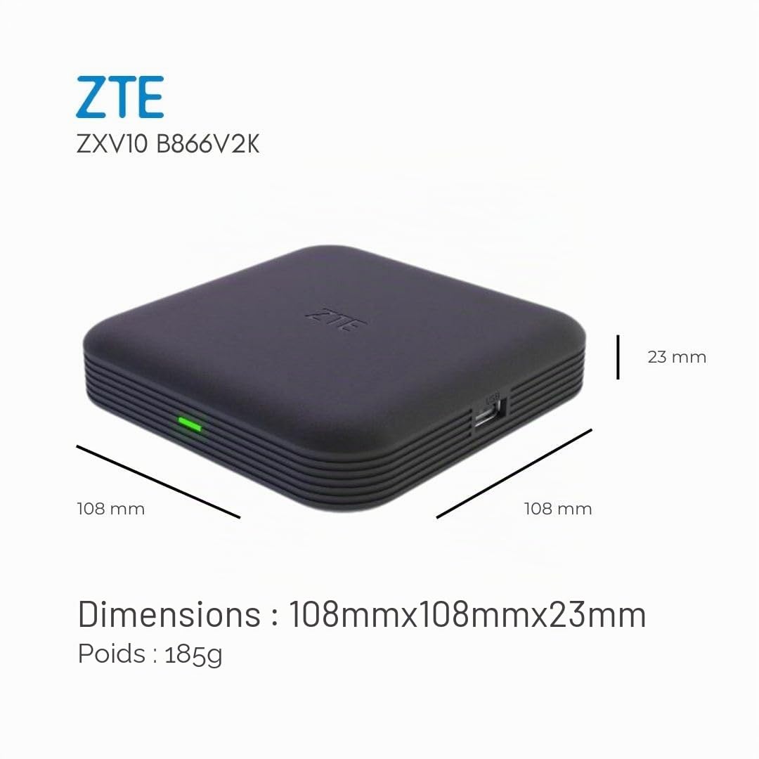 Boîtier Android TV ZTE 4K Android TV 10 | WiFi | Bluetooth 5.0 | Contrôle vocal Google Assistance | Compatible avec Chromecast | Compatible avec YouTube, Netflix, Prime Video