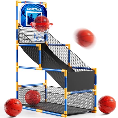 Image of NIPLOOOW Arcade Basketball Game Set for Kids 3-12 Years Old, Kids Basketball Hoop with 4 Balls & Pump, Indoor Outdoor Sports Play Toys, Basketball Games Toys, for Boys Girls Teens