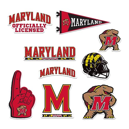 Image of University of Maryland 8ct Vinyl Sticker Pack - Large Waterproof Decals for Laptops, Water Bottles, Tablets, Vehicles, Scrapbooks & More - Officially Licensed UMD Designs