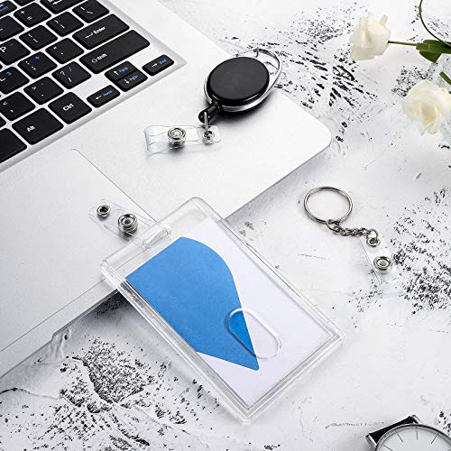 Clear Id Badge Holder Strap Plastic Badge Strap With Snap And Eyelet Vinyl Badge Clips For Card Holder, Lanyards, Key Rings (50 Pieces) #TOP6
