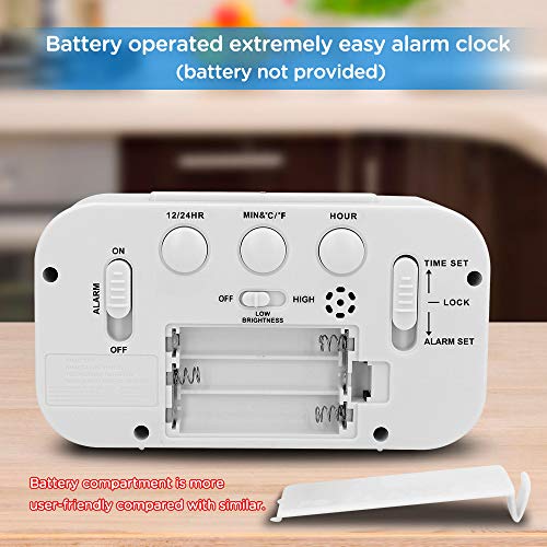 Peakeep MH-9060-WHITE Night Light Digital Alarm Clock Battery Operated thumb #6