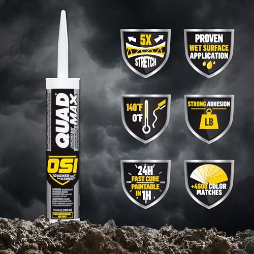 Image of OSI Quad Max Window, Door and Siding Sealant Black 003, 9.5 fl oz Cartridge, Pack of 12