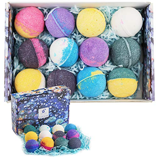 SWAN STAR Bath Bombs Gift Set 12 Packs, Multi-Colored Natural Organic Relax Bath Spa Bomb Kit, Handmade Birthday Mothers day Gifts idea For Her/Him, wife, girlfriend
