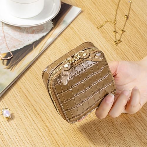 EutDett Leather Travel Jewelry Case, Jewelry Pouch Bag with Zipper, Small Organizer for Necklaces, Earrings, Rings, Bracelets, Watch, Gifts for Women — view 3