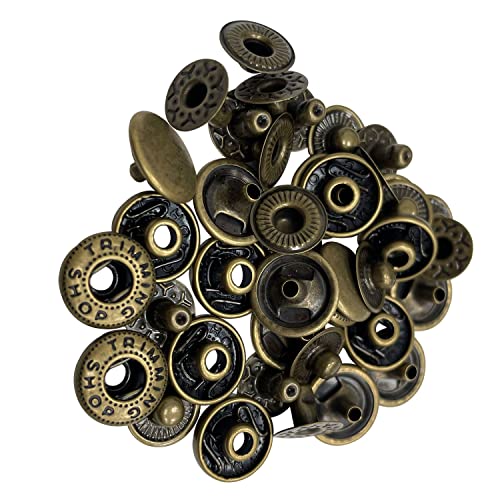 Trimming Shop 12mm S Spring Press Studs 4 Part, Durable and Lightweight, Metal Snap Buttons Fasteners for Jackets, DIY Leathercrafts, Sewing Clothing, Purses, Bronze, 20pcs