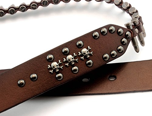 vogueteen Genuine Leather Rocker Punk Mens Belt Cowhide Retro Bullet Skull Belts For Men4