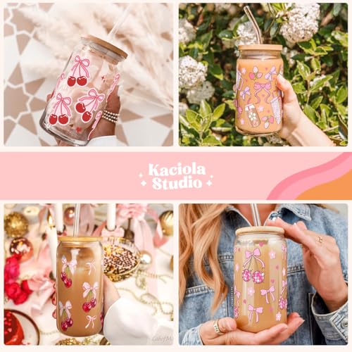 Image of Kaciola 10 Sheets UV DTF Cup Wraps for 16 oz-Bow Theme UV DTF Stickers, 1 Sheet Mysterious Pattern Transfer, Rub on Transfers Stickers for 16 oz Libbey Glasses Crafting