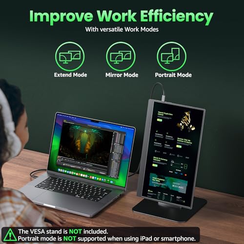 Image of cocopar Portable Monitor IPS Travel Monitor with USB-C HDMI Portable Screen for Laptop MacBook Surface PC PS4 /5 External Display with Kickstand, VESA Mountable, 15.6 Inch