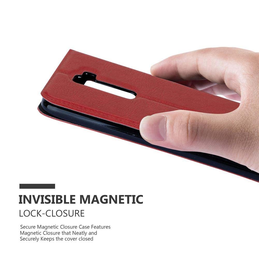 Cadorobo Custodia Libro Per LG K8 (2016) – Rosso Zafferano Con Chiusura Magnetica E Funzione Stand - 2
