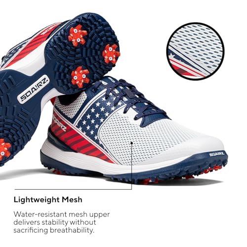 SQAIRZ Speed Wave, Men's Athletic Golf Shoes, Designed for Balance, Stability, & Comfort, Cushioned Foam Insole, Replaceable Spikes, Waterproof2