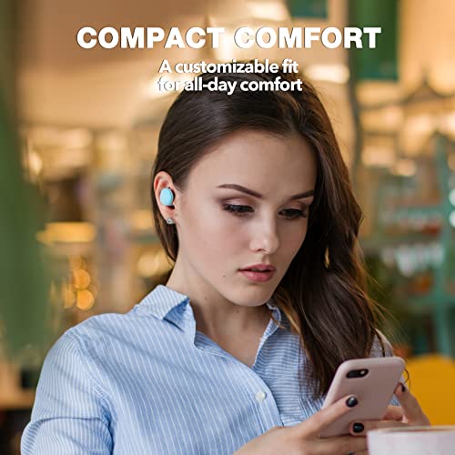 Image of KOSETON E9 True Wireless Earbuds, Baby Blue - Wireless in-Ear Headphones for Running and Sport - Bluetooth Earbuds with a Comfortable, Secure Fit, 30 Hour Battery, Great Sound