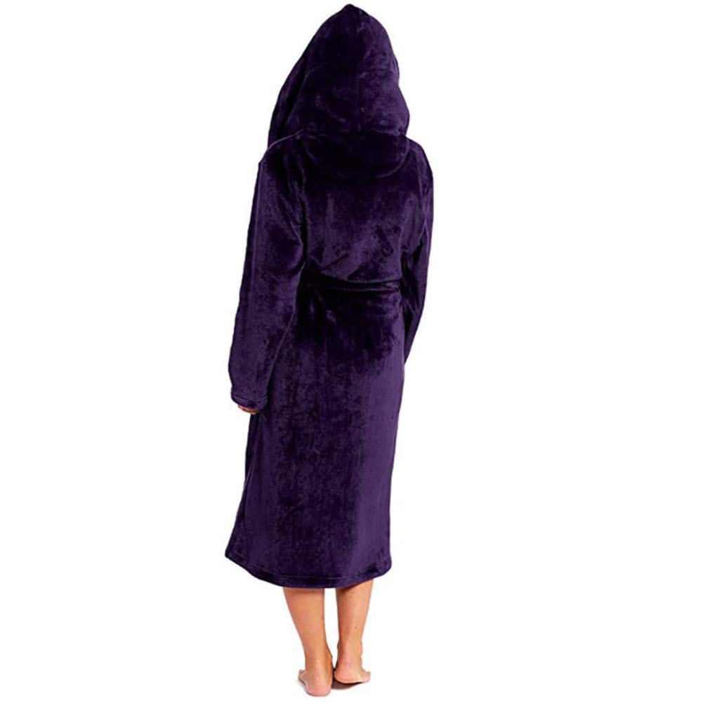 CFWSHJ Albornoz Largo con Capucha y Cremallera para Mujer, Batas de Lana de Franela, camisón cálido de Invierno, Pijamas, Ropa de Dormir cálida, Bolsillo Largo