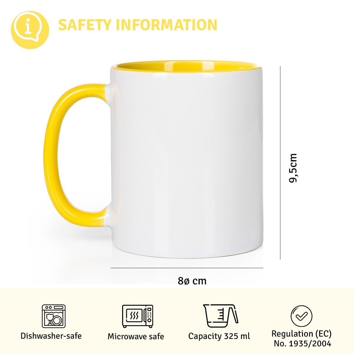 Wanapix | Tazza Personalizzata Con Foto e Testo | 325 ml | Tazza Personalizzata Ceramica | Mug | Regalo Originale | GIALLO