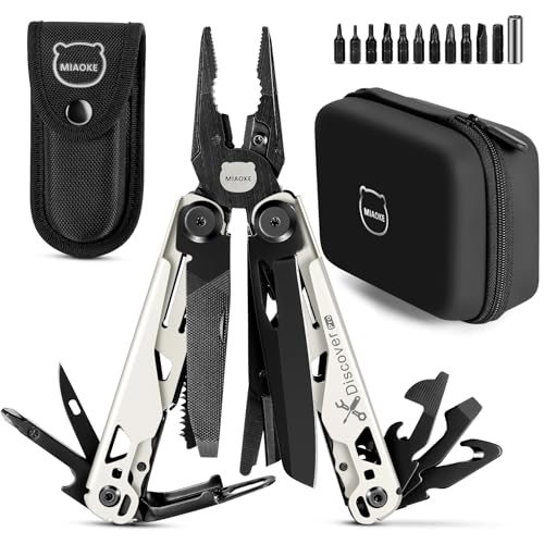 MIAOKE Multiherramienta 23 en 1 con caja de regalo, destornilladores, destornilladores de sierra, alicates abrebotellas, cuchillo de camping, accesorios geniales para hombres