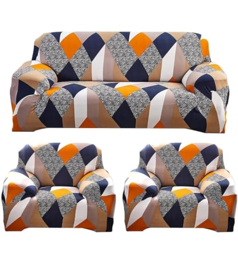 Image of HK Printed 5 Seater Sofa Cover Big Elasticity Cover Stretch Universal Sofa Slipcover 5 Seater (3 Seater Size 185-230cm and 1 Seater Size 90-145cm)