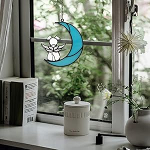 Dog memorial gifts for loss of dog hanging pet sympathy white angel dog on moon acrylic beverage rememberance suncatcher ornaments decor window wall gift for dog lover   cucciolini doodles