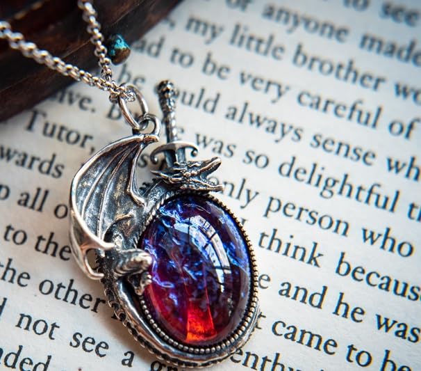Miniatura 7 de SERAPHICSPARKLE Handcrafted Sterling Silver Dragon Opal Necklace,Mystical Elegance Pendant,Jewelry Gift,Valentine's Day Gift