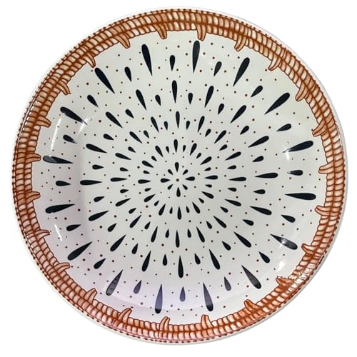 Image of Ceramic Dinner Plates Set of 1, 8 Inch Porcelain Salad Dessert Round Plates, Microwave, Oven and Dishwasher Safe, Kitchen Plates, Serving Dishes plates (DINNER PLATE DROPLATE PRINT , pack of 1)