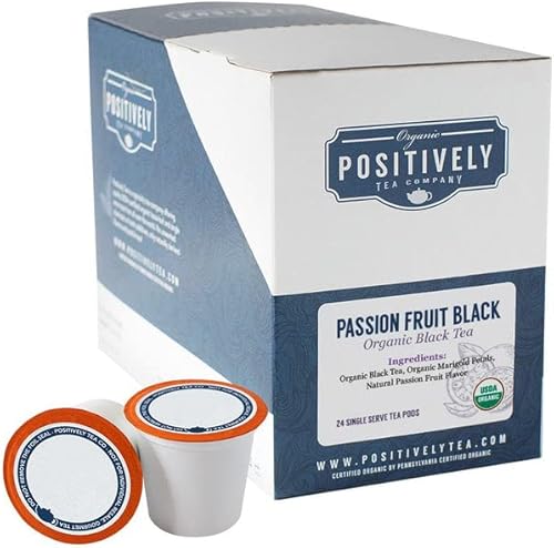 Organic Positively Tea Company, Passion Fruit Black Tea, K-Cup Compatible, 24 Pods