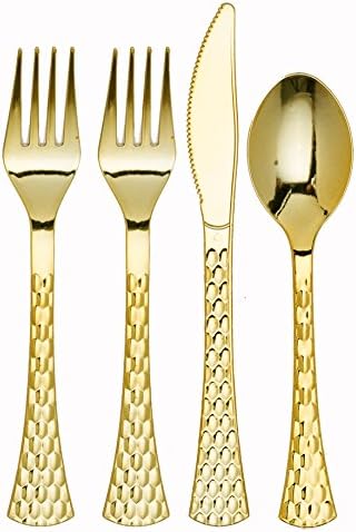 Diamond Design Heavy Duty Disposable Silverware, 160 Count, Serving for 40, Includes 80 Forks, 40 Soup Spoons, 40 Knives