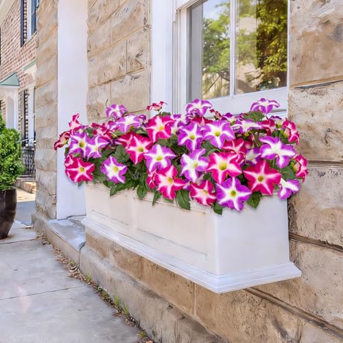 Image of Bassion Artificial Flowers for Outdoors, 4 Pcs Fake Petunia Flower, Fuschia