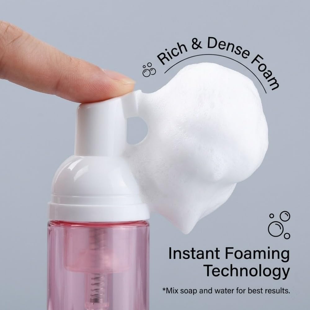 3 Pezzi Flaconi Dispenser Schiuma Vuoti, 60ml Boccette in Plastica PET con Pompa, Perfetto per Viaggi e Uso Quotidiano, Contenitori Ricaricabili e Ermetici