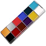 Mermaid Profesional Cara Cuerpo Pintura Aceite Pintura Art Party Fancy Maquillaje Arte Paleta Set Halloween Party Kit 12 Colores DIY para niños y adultos