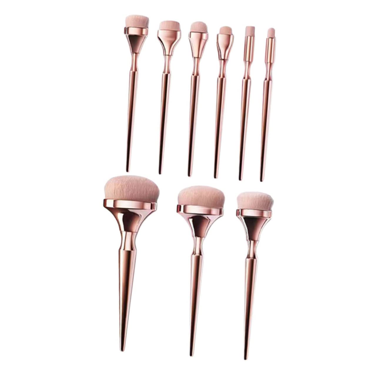 Set di Pennelli Trucco 9 Pezzi Manico Dorato Elettroplaccato | Set Beauty Professionale, Fibre Artificiali e Abs, Adatto per Regalo San Valentino, Festa della Mamma e Natale