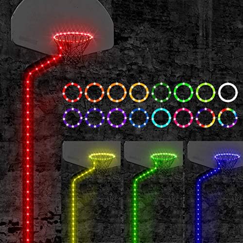 Waybelive LED Basketball Lights for Rim&Pole, 16 Colors Remote Control