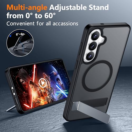 Image of SPIDERCASE Magnetic for Samsung Galaxy S26 Case, [3 Stand Ways][ Military Grade Drop Protection] with Invisible Stand Shockproof Slim Case for Samsung Galaxy S26 6.3 inch, Black