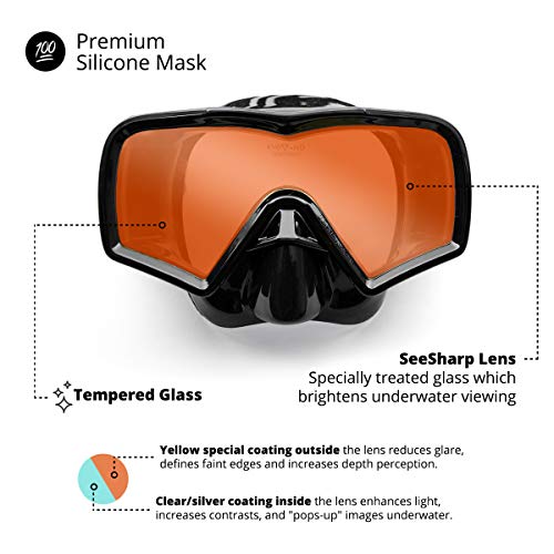EVO Hi Definition Mask and Snorkel Combo - Set Adulto con Lente Único - Máscara de Buceo con Válvula - Accesorios de Buceo miniatura 3