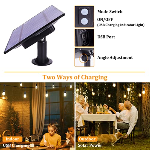 Dott Arts 100FT (2X50FT) Solar String Lights Outdoor Waterproof with Dimmable Remote,3-Color in 1 Outdoor String Lights Solar Power with 2700K-5000K Edison Bulbs,Patio Lights for Outside Backyard - Image 6