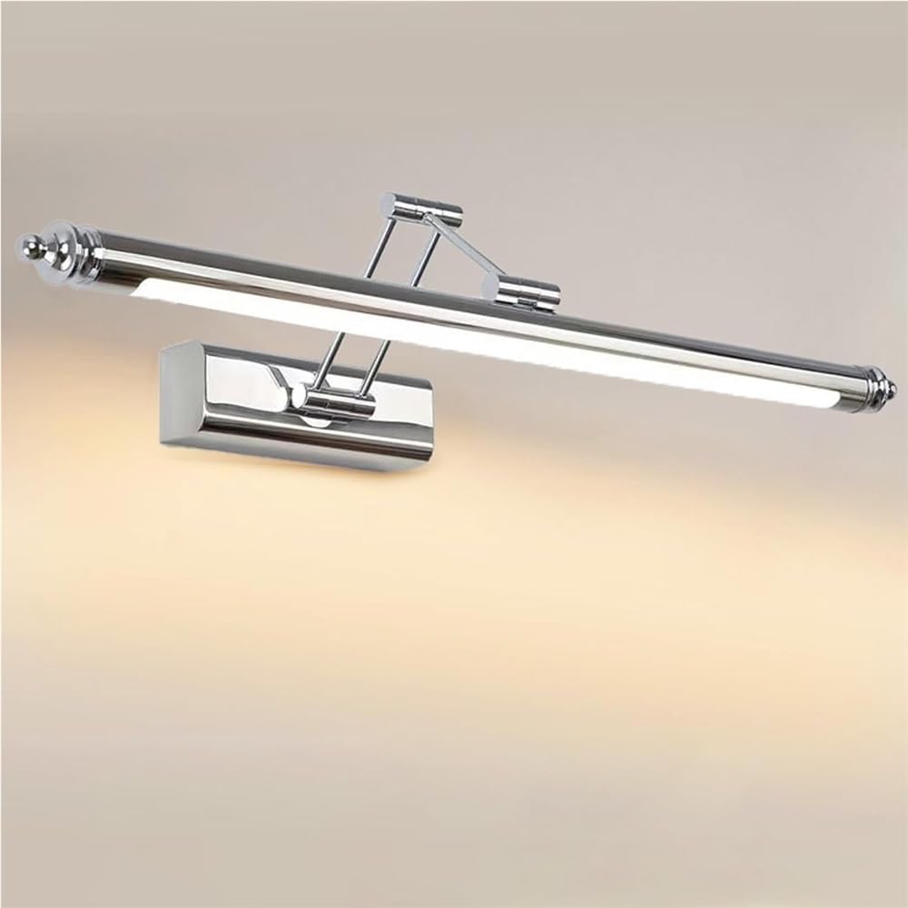 HCZKIUJY Adjustable 270° Rotatable Wall Sconce - Waterproof Indoor Lighting Fixture for Bathroom & Corridor, Long Strip Design (Silverywarm Light-60cm)