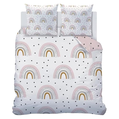 SYHIEGO Parure de Lit 140x200 1 Personne Microfibre Housse de Couette 140x200 Enfant Réversible 3D Arc-en-Ciel Motif avec Fermeture Eclair avec 2 Taies d'oreiller 65 X 65cm pour Fille GarçOn Ado