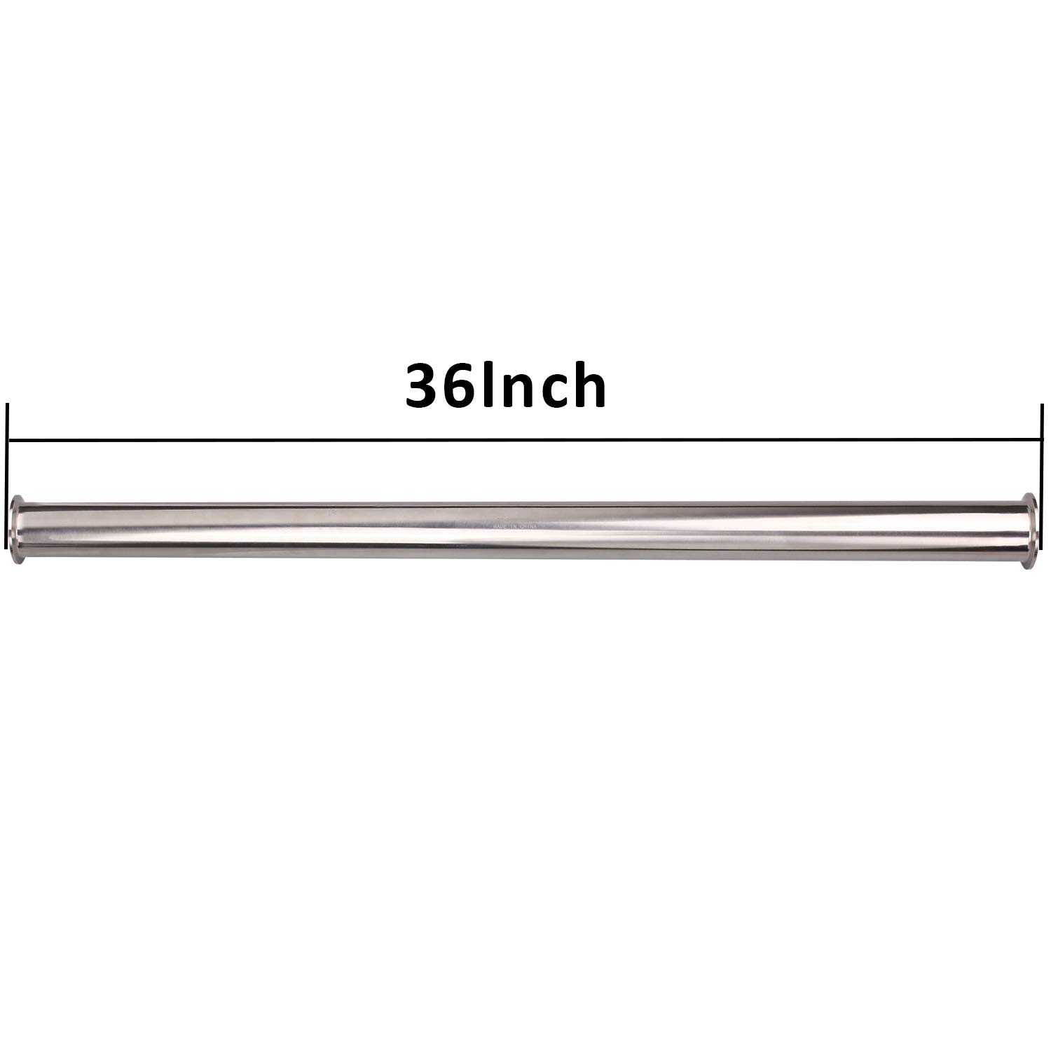 Dernord Tubo de bobina sanitaria con extremos de abrazadera, tubo redondo sin costuras de acero inoxidable 304 con abrazadera triple de 2 pulgadas, brida de virola de 64 mm