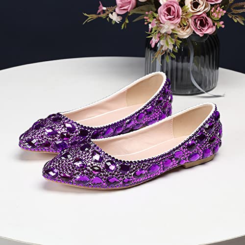 Women's Flat Wedding Shoes Silver Sole Shiny Rhinestone Ballet Flat Shoes2