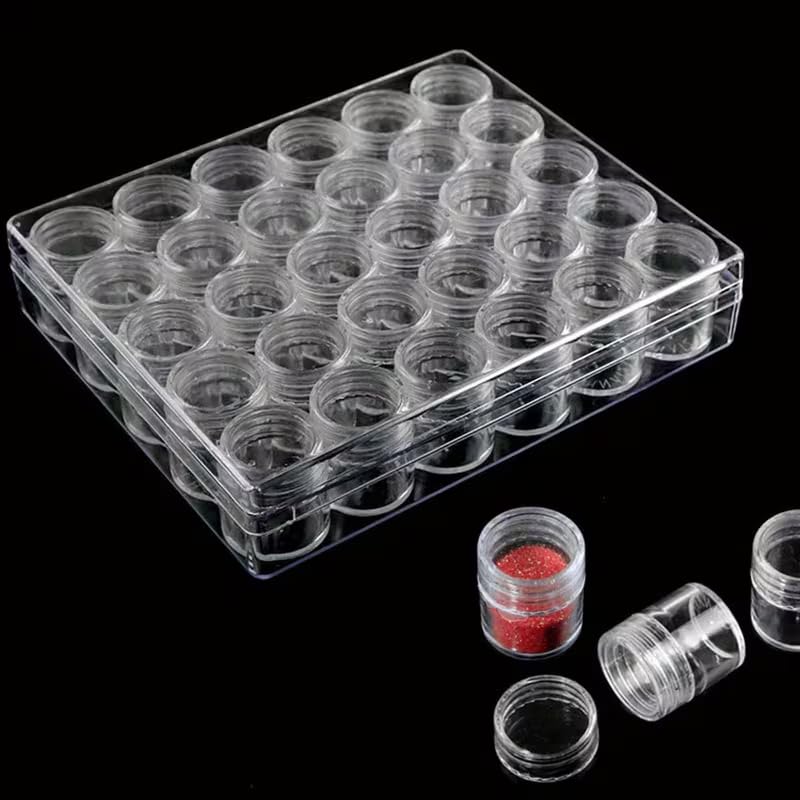 Clear Bead Storage Containers with 30 Screw-Top Jars | Diamond Painting Storage Organizer Box for Rhinestones, Nail Art, Glitter, Seed Beads, Craft Supplies | Transparent Plastic Mini Jar Set-image-46