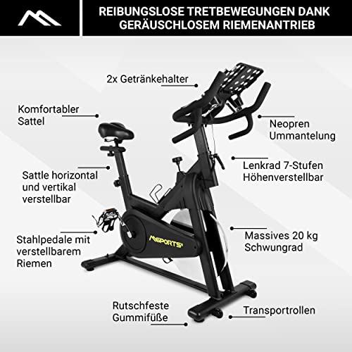 MSPORTS Indoor Cycling Bike Elite Black Series | Speed Bike 20KG Schwungrad | Ergometer - Hometrainer Fahrrad mit… – Bild 5