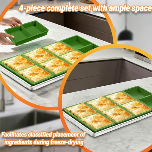 Set de 4 moldes y bandejas verdes de silicona para congelador miniatura 3