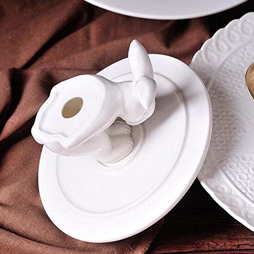 YBK Tech Strength Porcelain Novelty Bunny Rabbit Cake Display