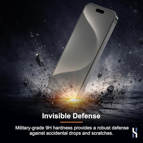 Image of Matte Tempered Glass for iPhone 15 Pro Max (6.7 Inch) Military Grade 9H Screen Guard, Anti-Scratch, Shatterproof, Edge-to-Edge Full Coverage - Black Border