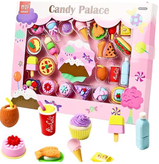 Adichai Candy Palace Erasers for Kids - Cute & Colorful Fancy School Stationary Kit for Kids Return Gifts for Kids (Pack of 23 Pcs) (B0CK8FQY4T) Amazon Price History, Amazon Price Tracker