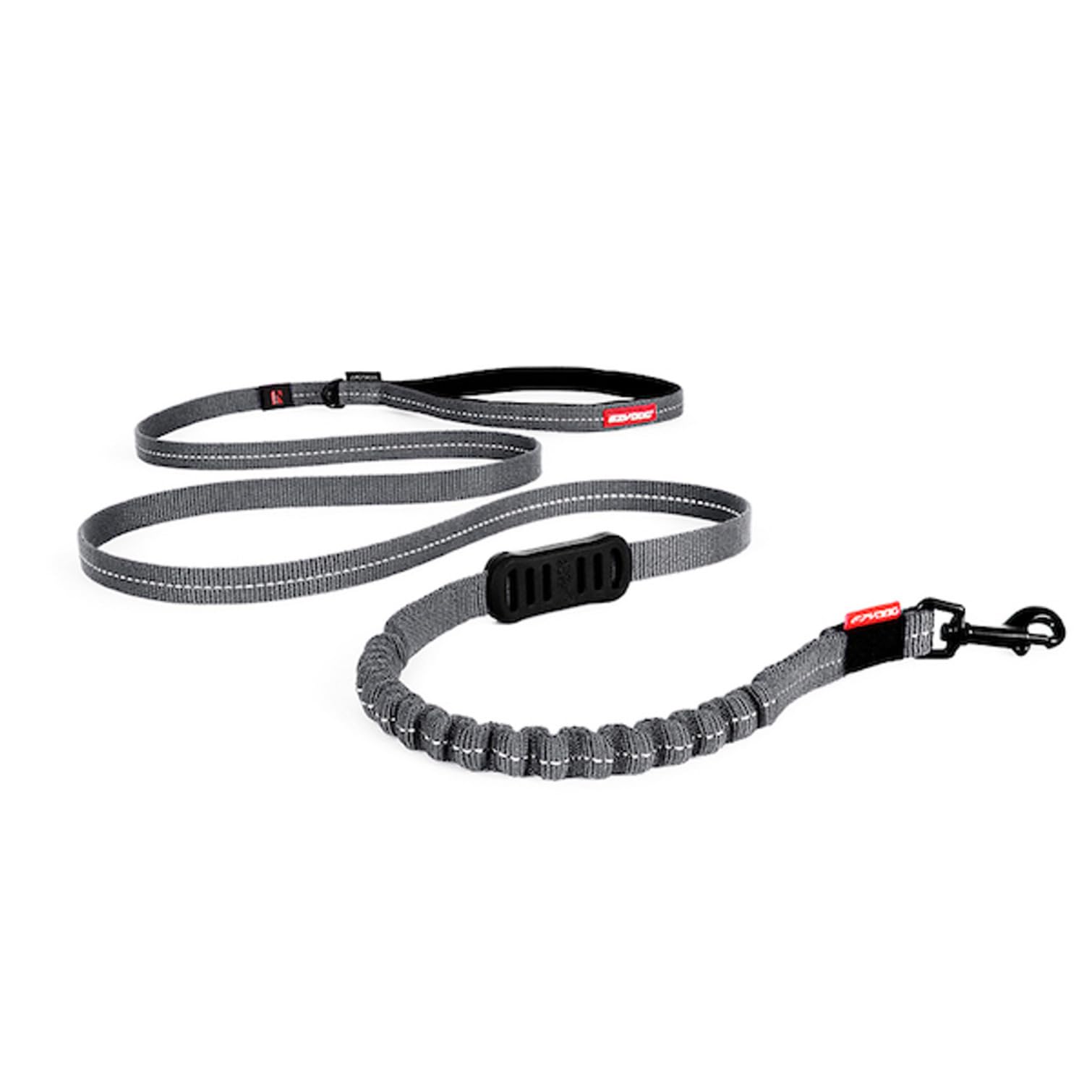 Zero Shock LITE Dog Leash - Shock Absorbing Bungee Leash for Dogs That Pull or Excite - Dual Handle and Reflective for Medium, or Small Dogs (72", Gray)