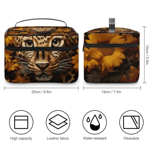 Foldable Travel Luggage Bag for Men And Women, Dry And Wet Separation Portable Travel Luggage Bag, Leopard And Sunflower Printed Waterproof Sports Luggage Bag, Fitness Bag2