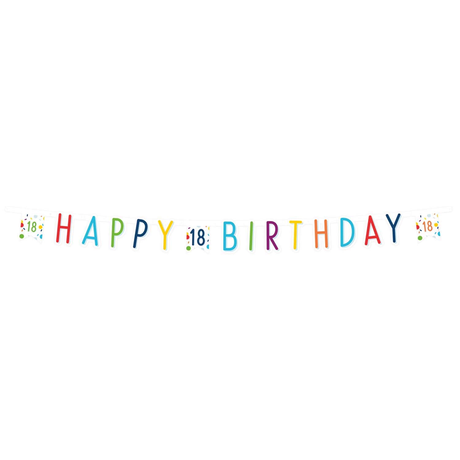 (PKT) 1 Confetti Birthday 18th Birthday Letter Banner 1.8m