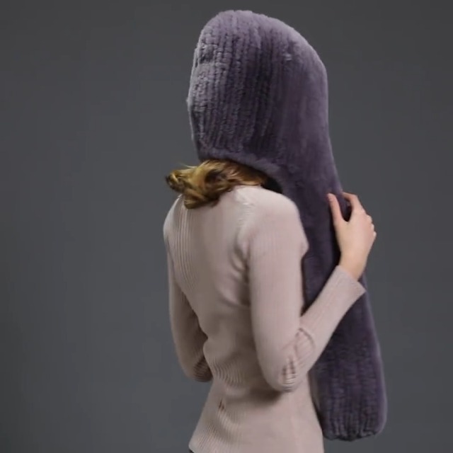 Winter Warm Real Rex Rabbit Fur Hat Women 2-in-1 Function Hoods