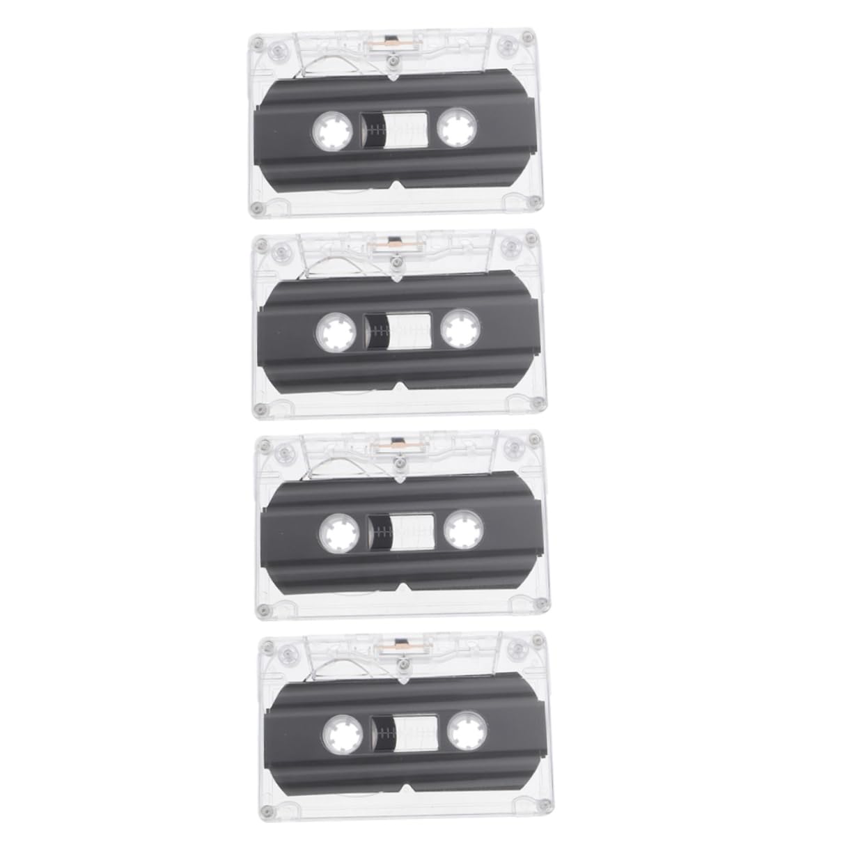 BRIGHTFUFU 4pcs Vintage Blank Cassette Tapes Accessory for Creative Home Decor Sturdy Audio Quality Easy to Install Protects Tapes Transparent Case for Wall Decoration